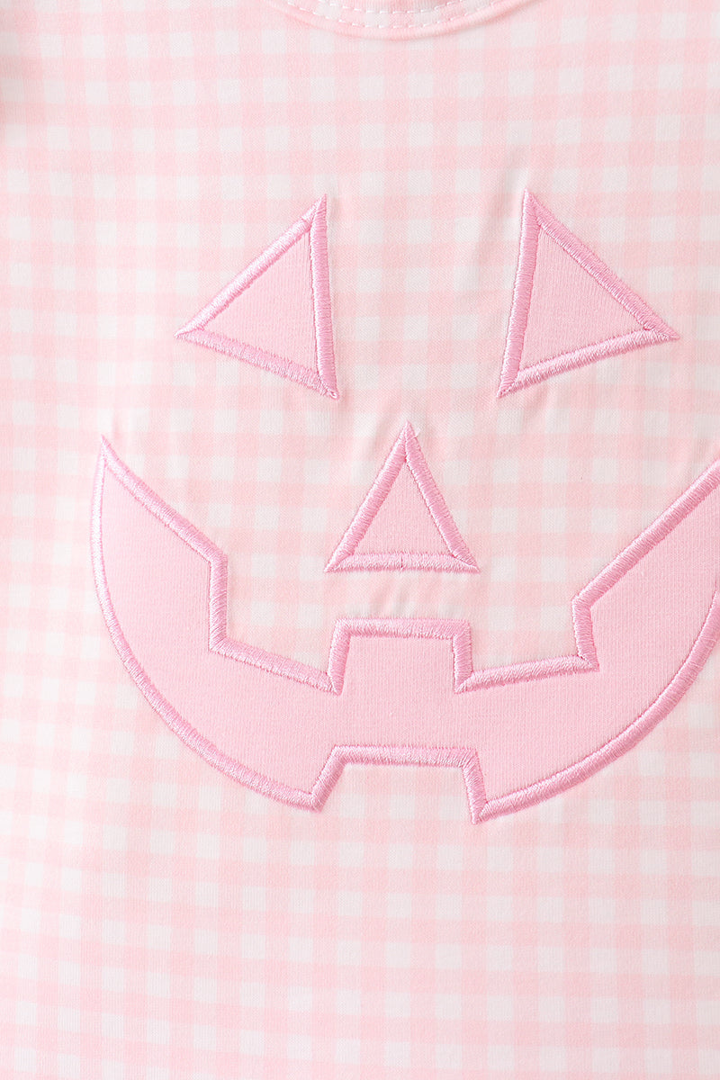 Pink Jack-O-Lantern Applique Ruffle Bloomer Set