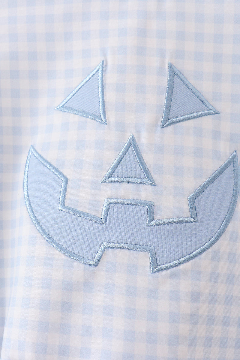 Blue Jack-O-Lantern Applique Bubble