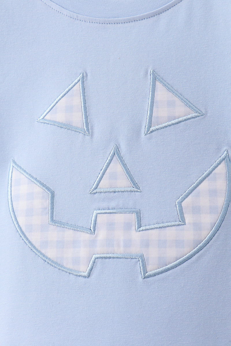 Blue Jack-O-Lantern Applique Shorts Set