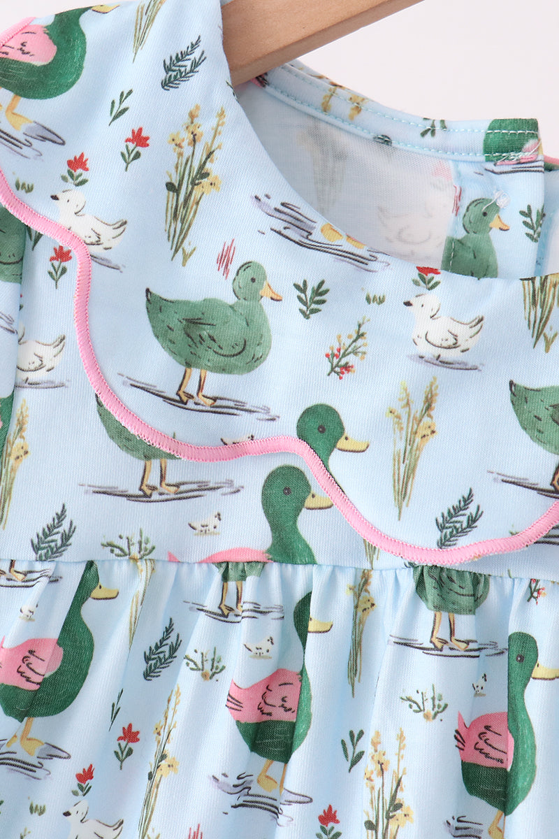 Green mallard ruffle pants set