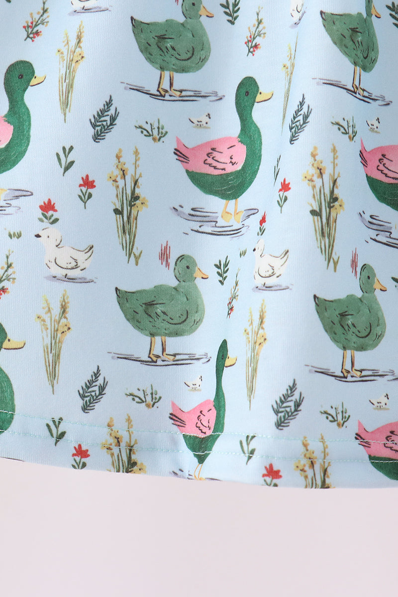 Green mallard ruffle pants set