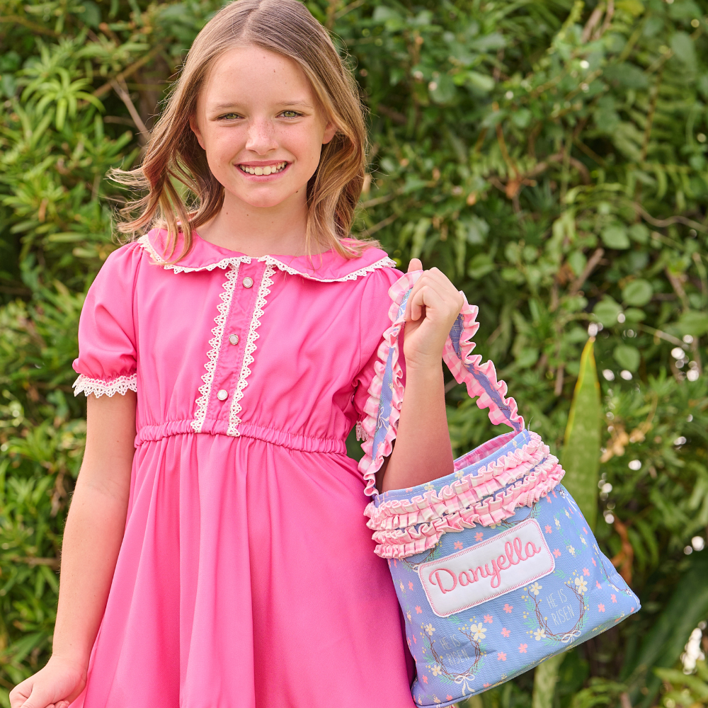 Easter Egg Hunt Embroidery Blanks - Girls He is Risen