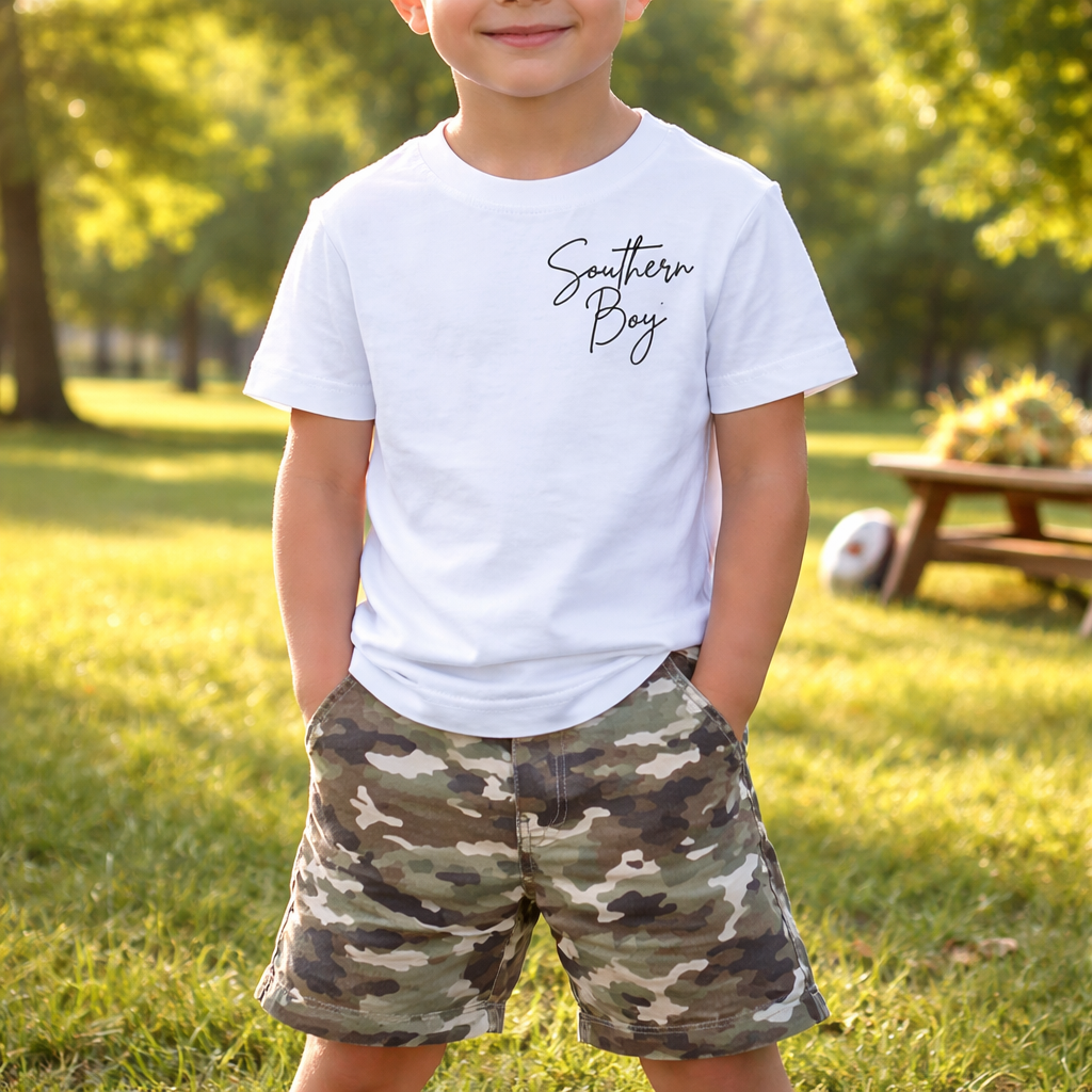Camo T-shirt with hunting graphics for boys