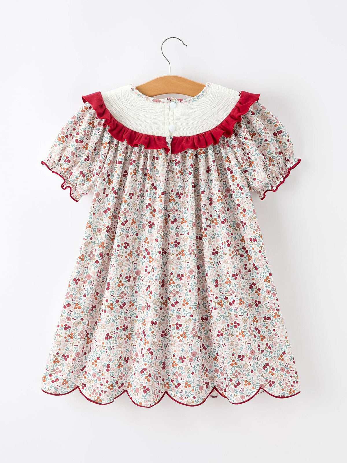 Fall Pumpkin Embroidery Girls Dress Floral Ruffle Collar Dress