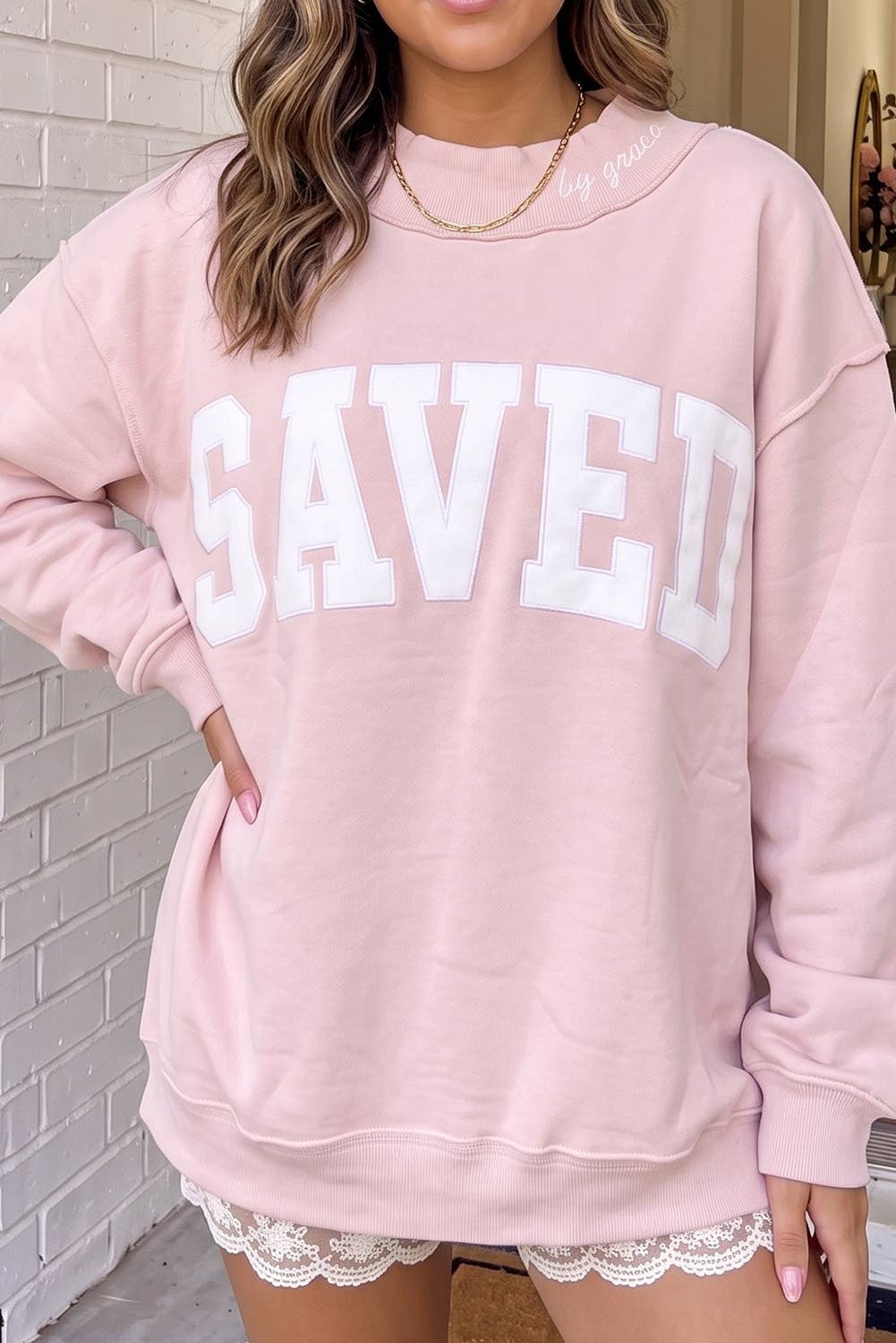 LAS Saved By Grace Mock Neck Sweatshirt (S-XL)