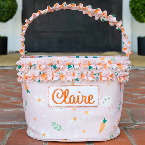 Easter Basket Egg Hunt Embroidery Blanks - Girls Carrots