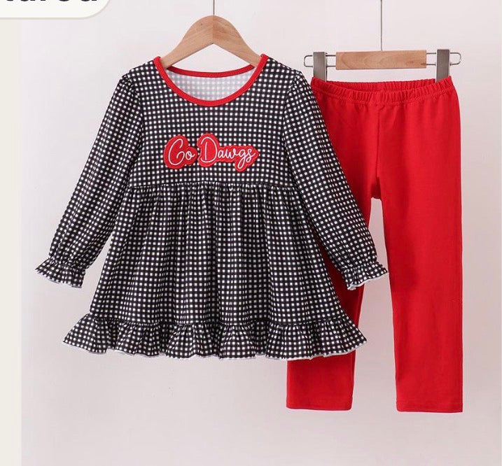 Red Georgia Embroidery Pants set