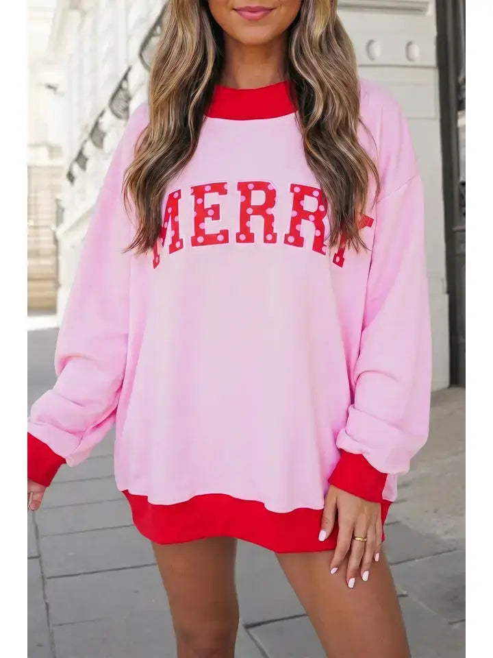 MERRY Polka Dot Mockneck Sweatshirt | S-4X