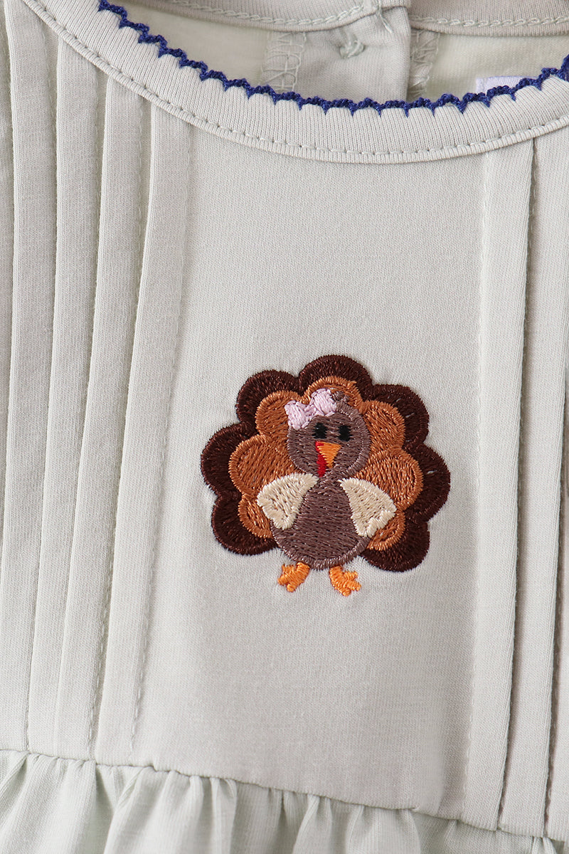 Sage turkey embroidery bubble