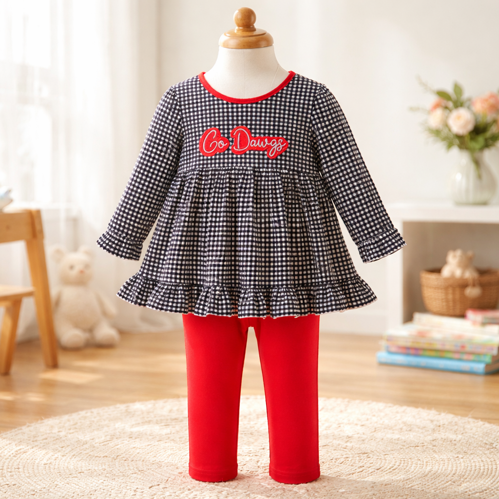 Red Georgia Embroidery Pants set