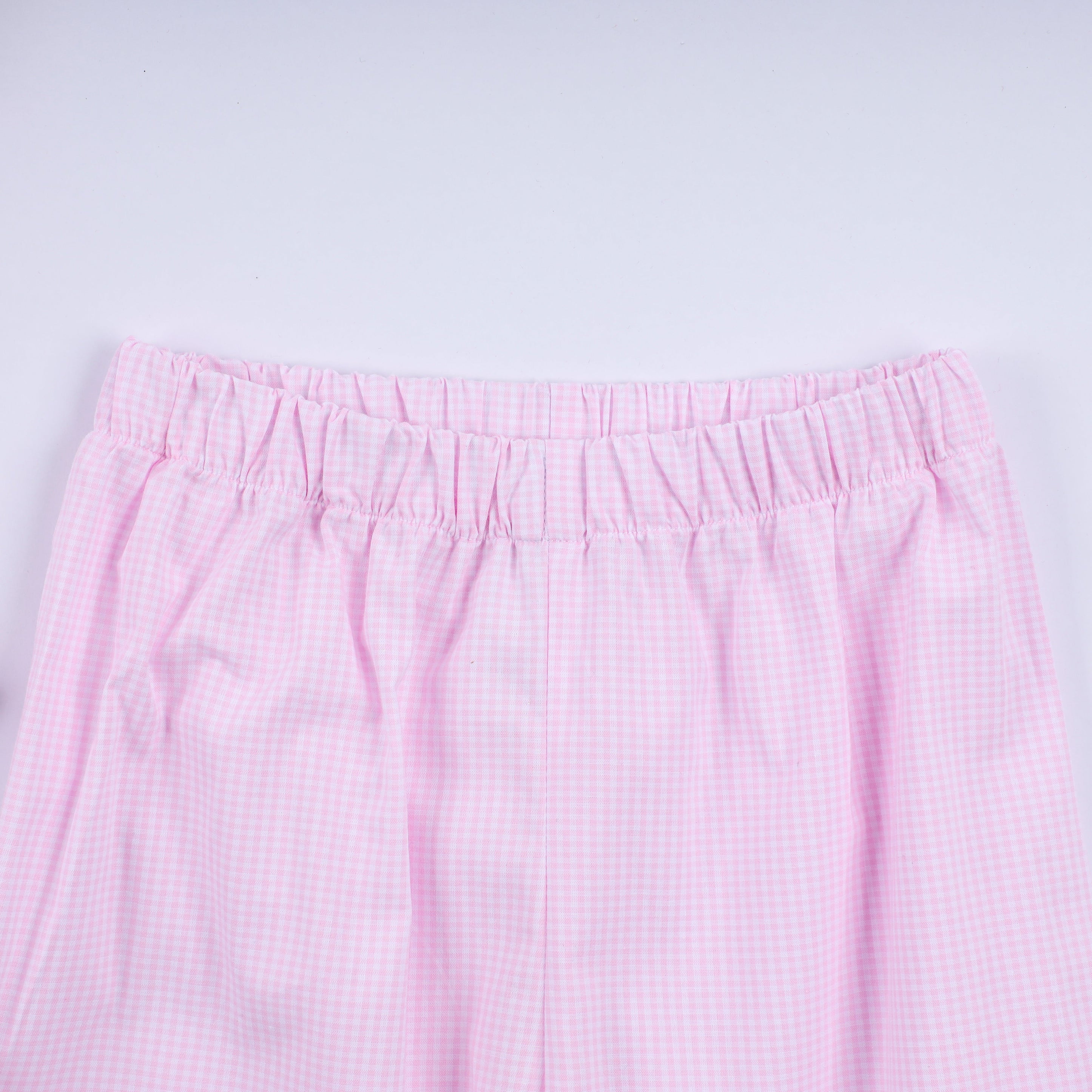 Pink christmas tree hand smocked ruffle pants set