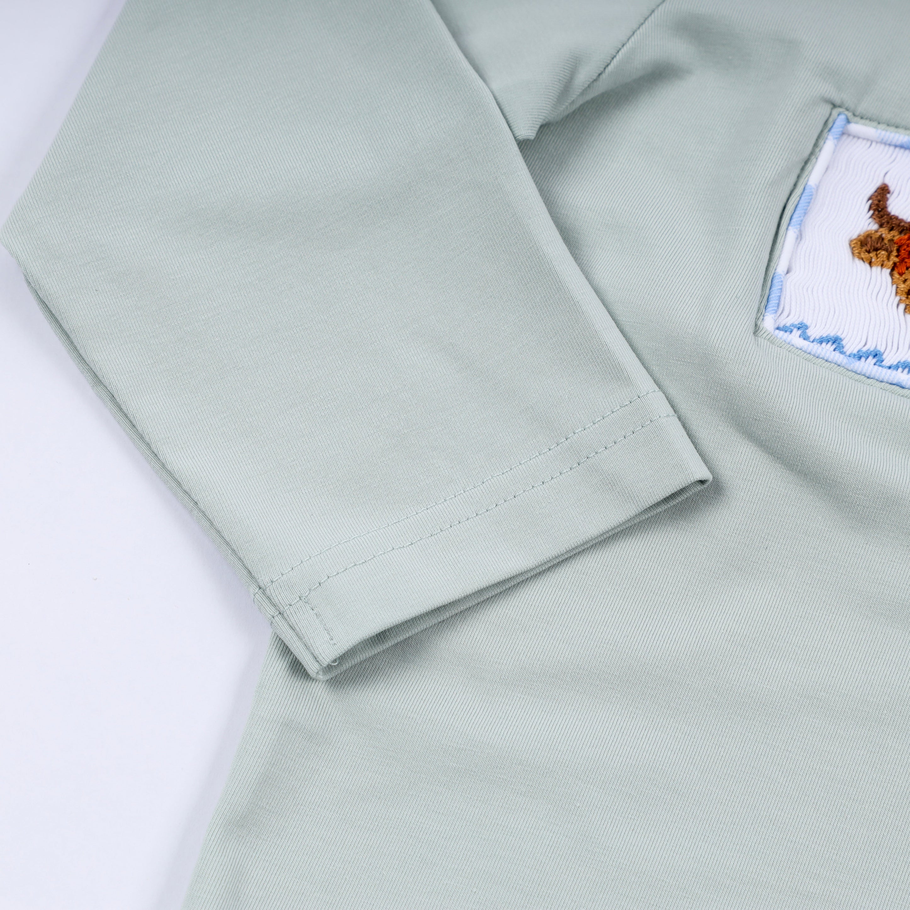 Sage cow hand smocked gingham pants set