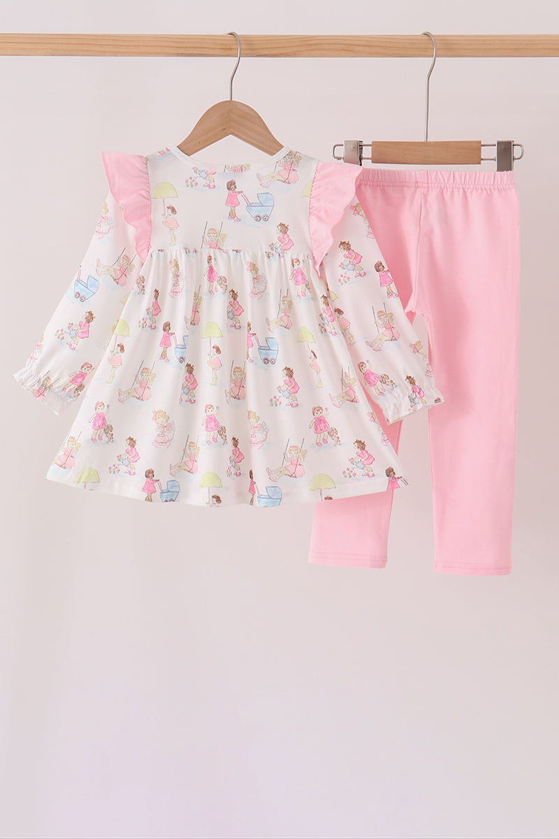 Pink all day adventure ruffle pants set