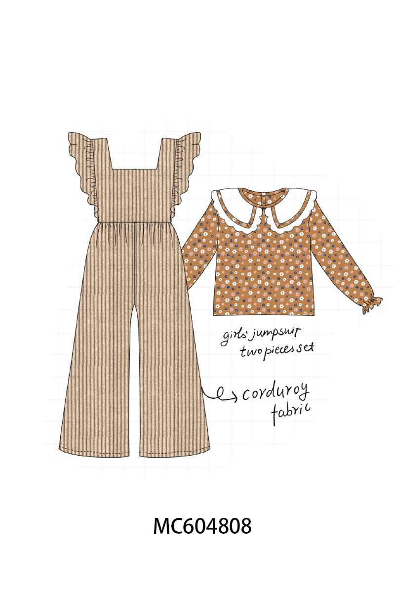 Fall floral print jumpsuit set