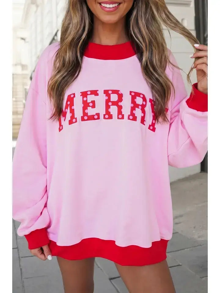 MERRY Polka Dot Mockneck Sweatshirt | S-4X