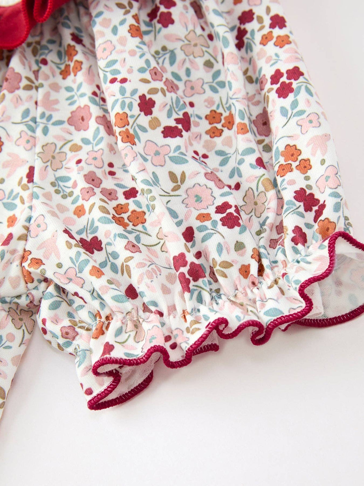 Fall Pumpkin Embroidery Girls Dress Floral Ruffle Collar Dress