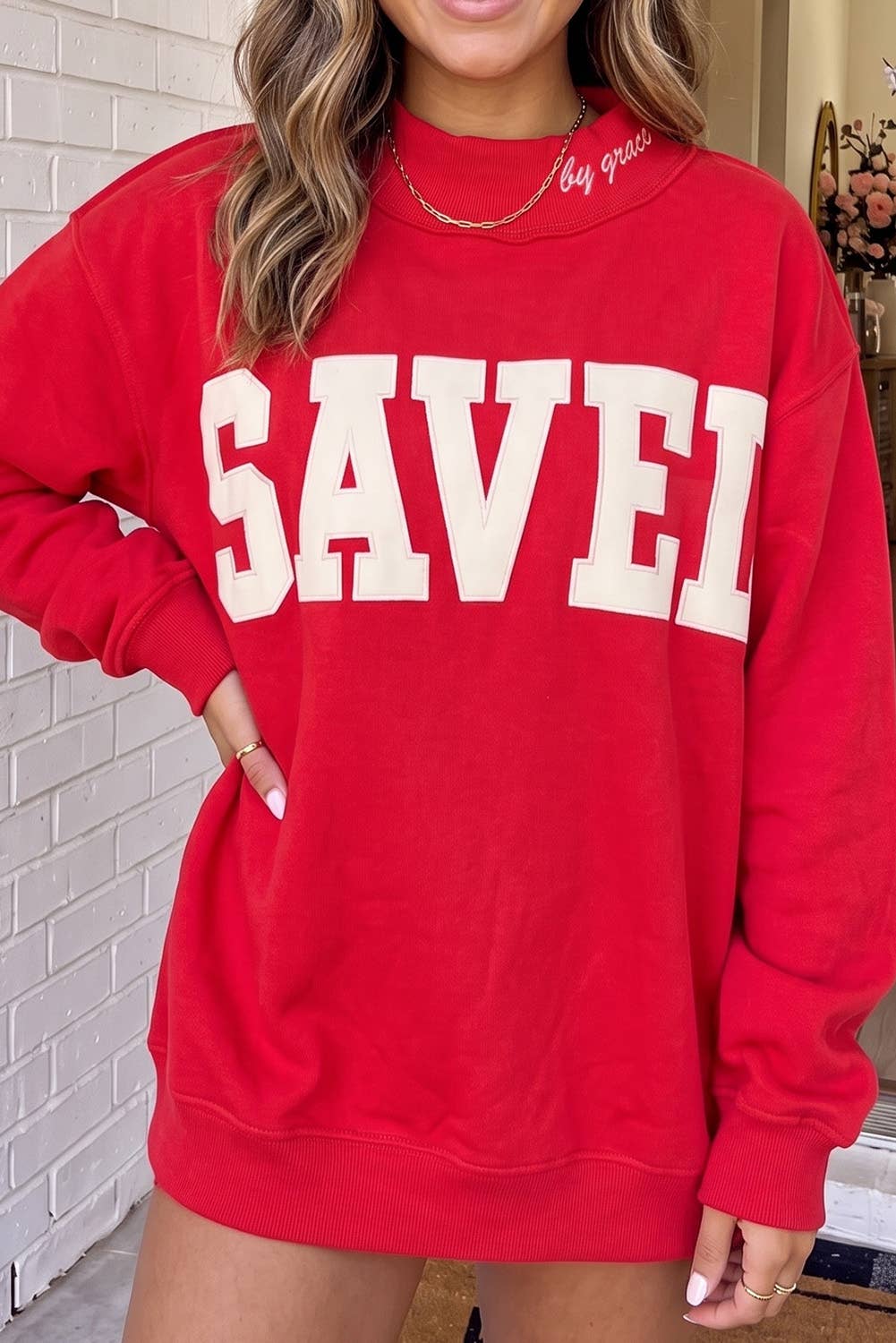 LAS Saved By Grace Mock Neck Sweatshirt (S-XL)