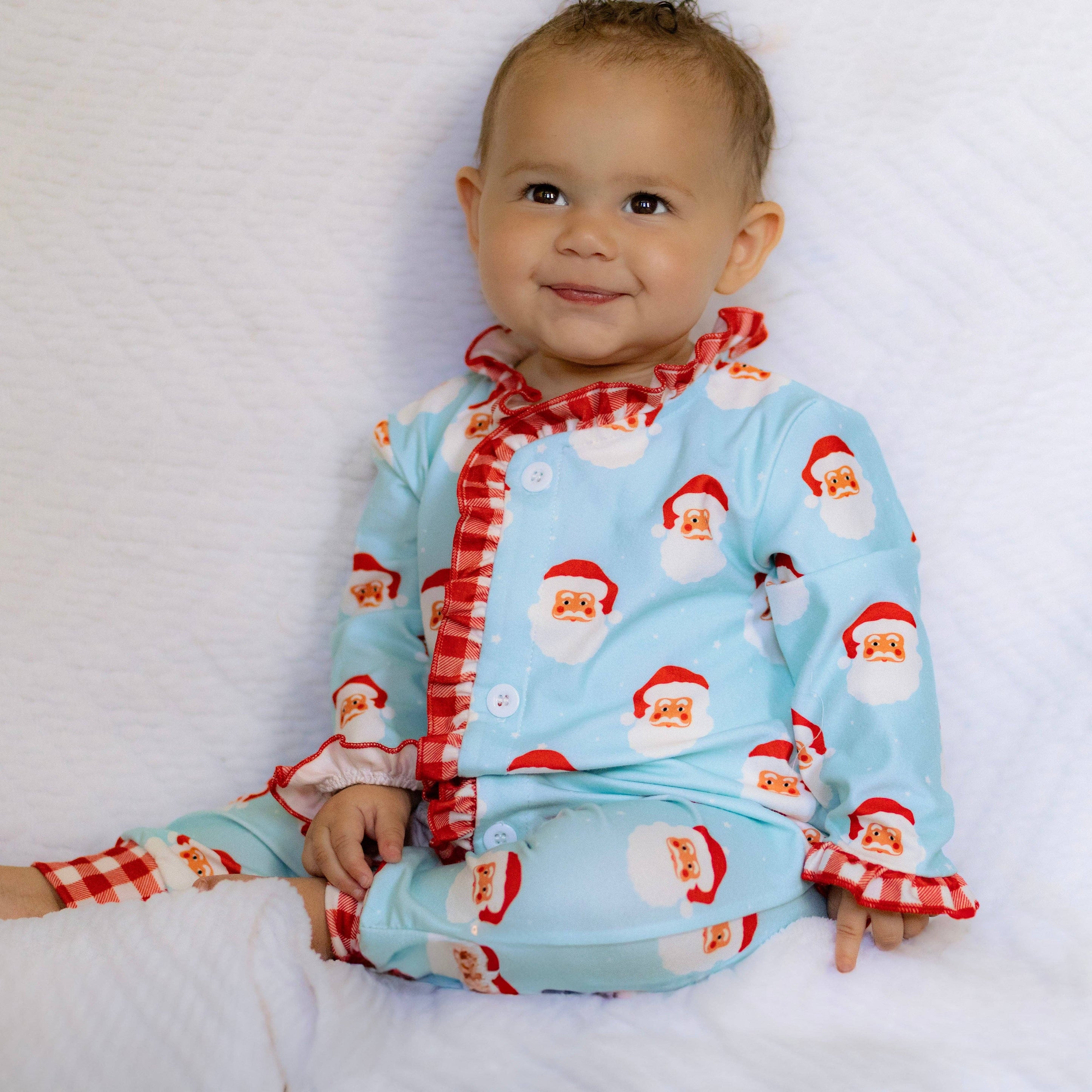 Christmas 2025 Pajamas- Baby Ruffle Buttflap- Vintage Santa