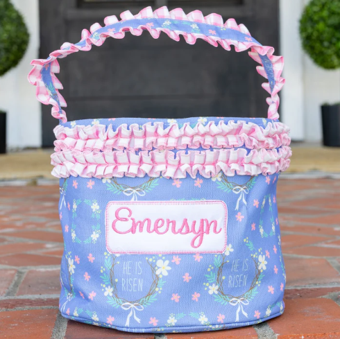 Easter Egg Hunt Embroidery Blanks - Girls He is Risen