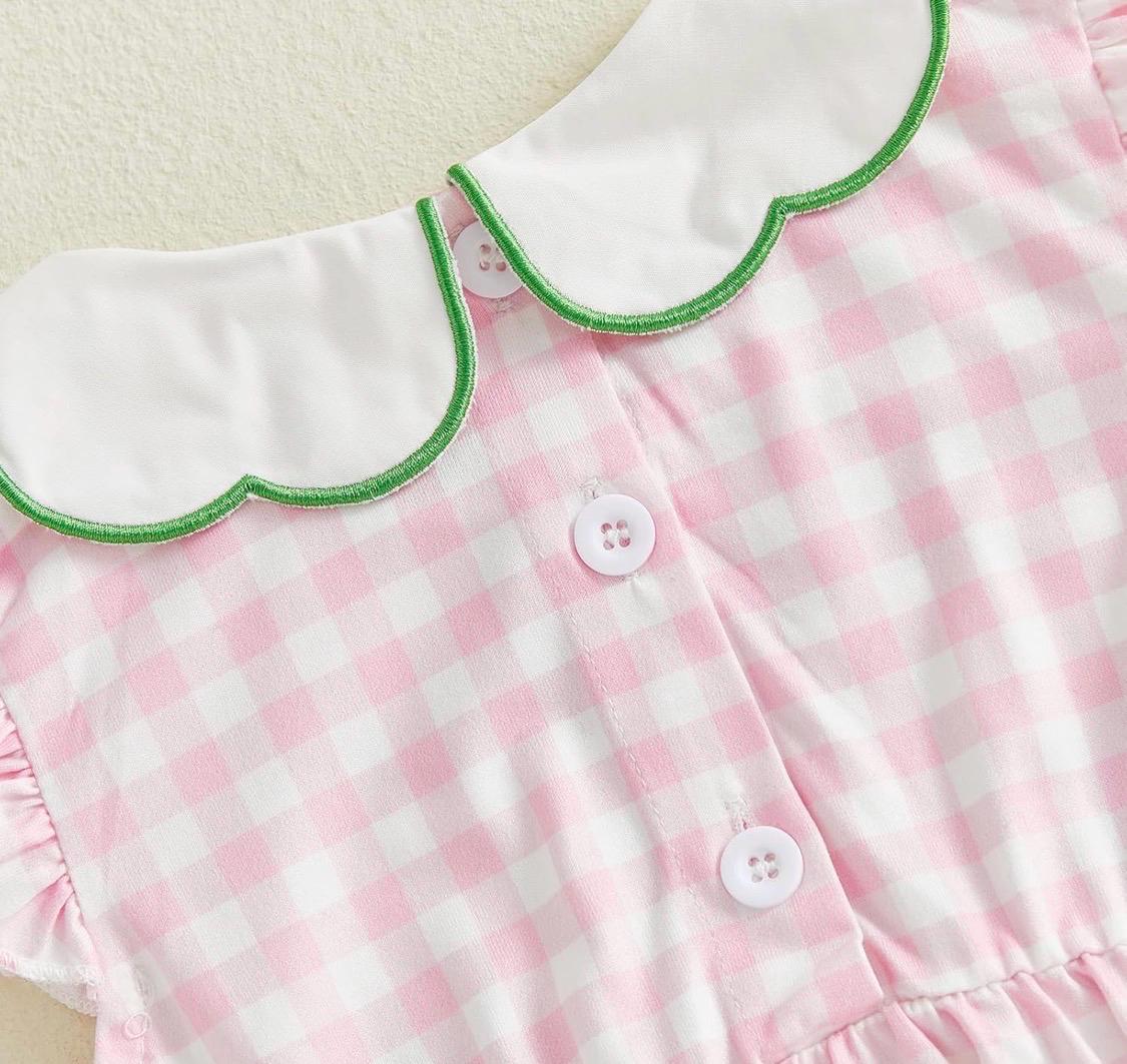 Tee time golf onsie in pink and green