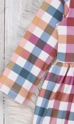 Fall Vibes-Plaid Cranberry Monogrammed Bubble Romper Boy and Girl Version