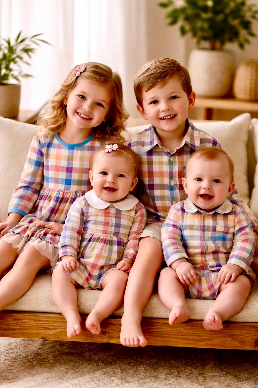 Fall Vibes-Plaid Cranberry Monogrammed Bubble Romper Boy and Girl Version