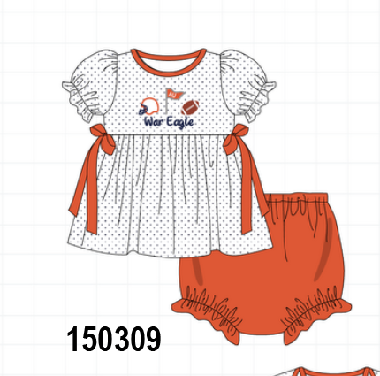 Auburn War Eagle Embroidery Bloomer Set