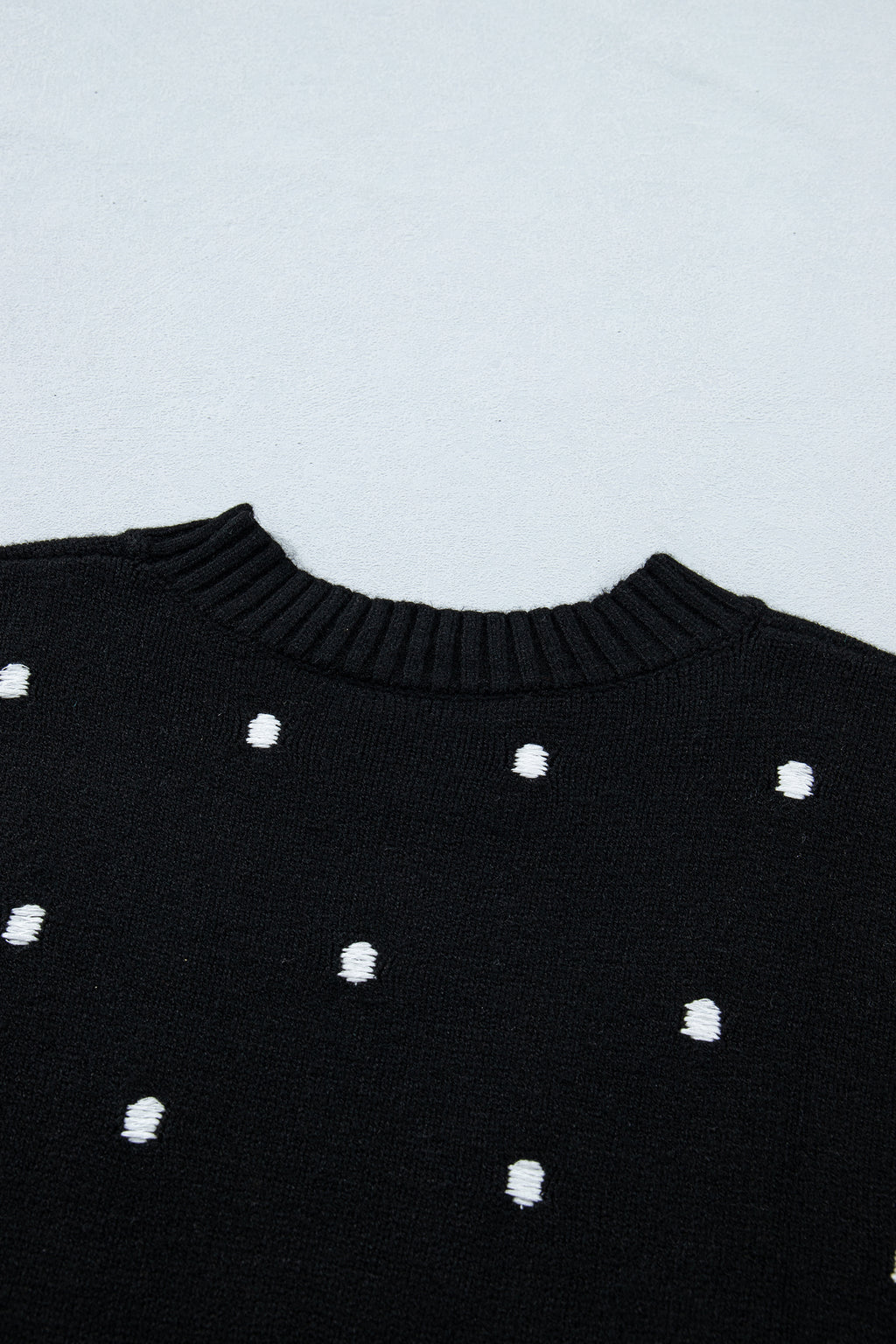 Chestnut Elegant Polka Dot Bubble Short Sleeve Sweater