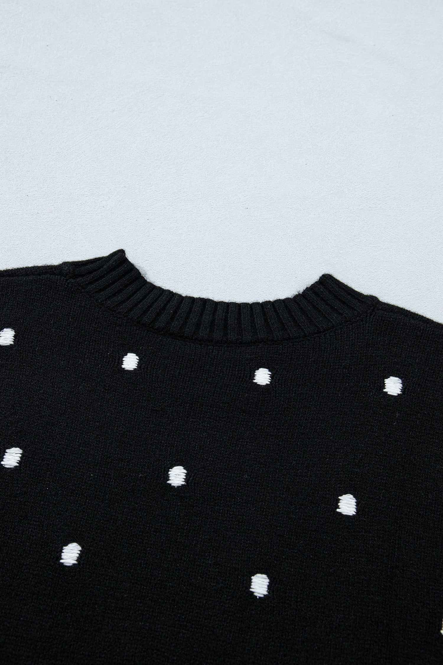 Chestnut Elegant Polka Dot Bubble Short Sleeve Sweater