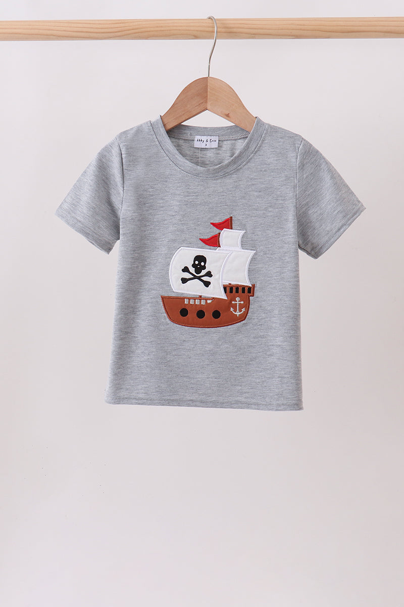 Gray Ship Applique Top