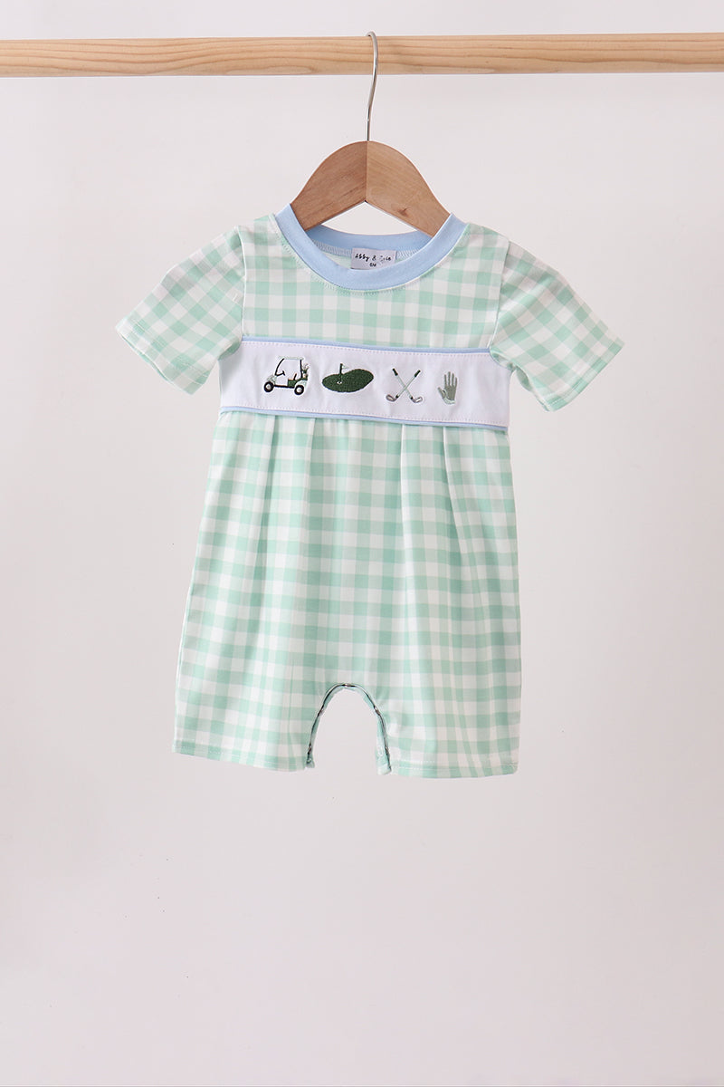 Green Golf Embroidered Romper