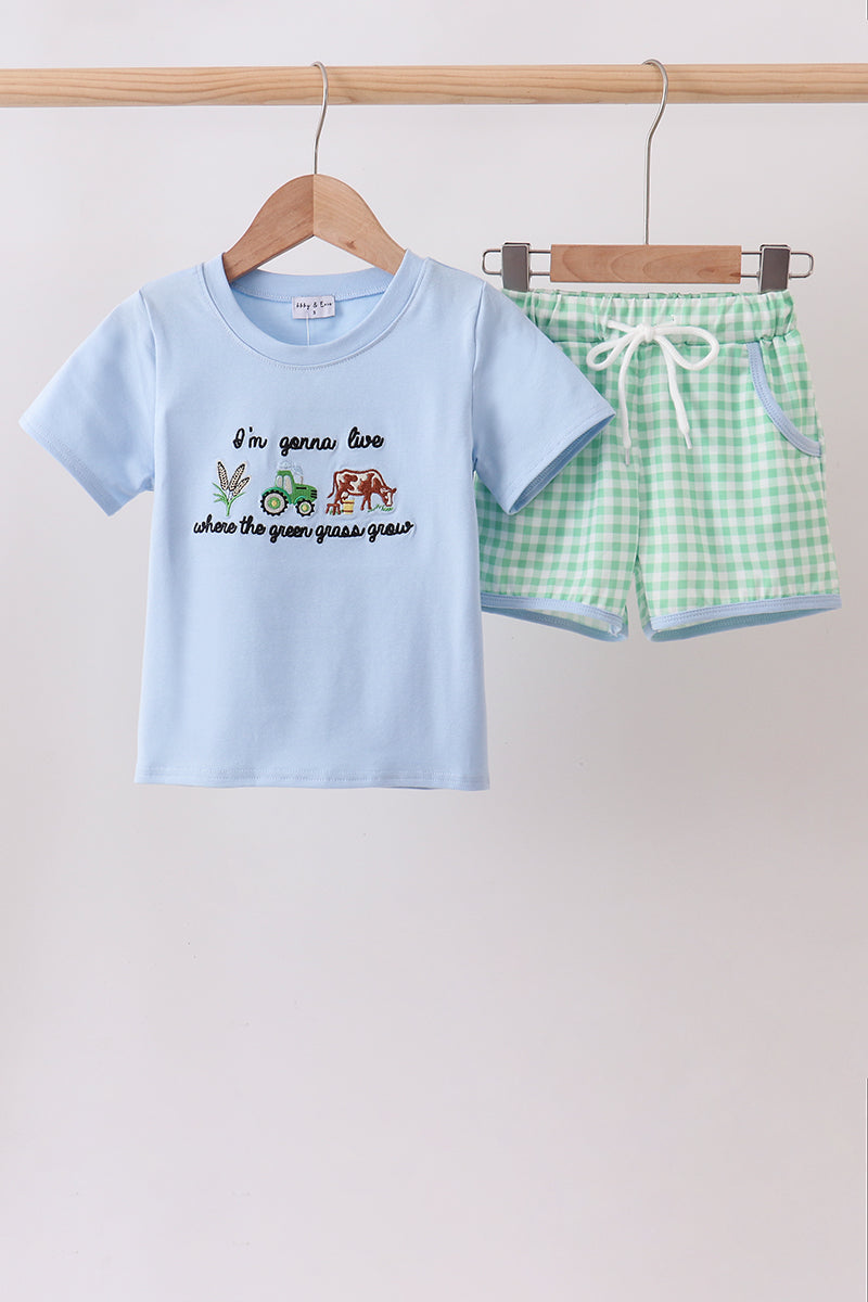 Blue Farm Embroidered Set
