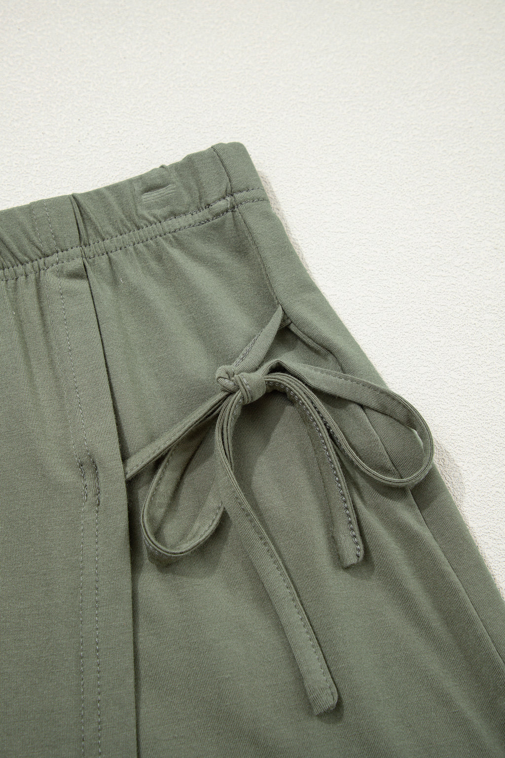 Laurel Green Solid Color Oversize Tee Tie Wrap Mini Skort 2pcs Set