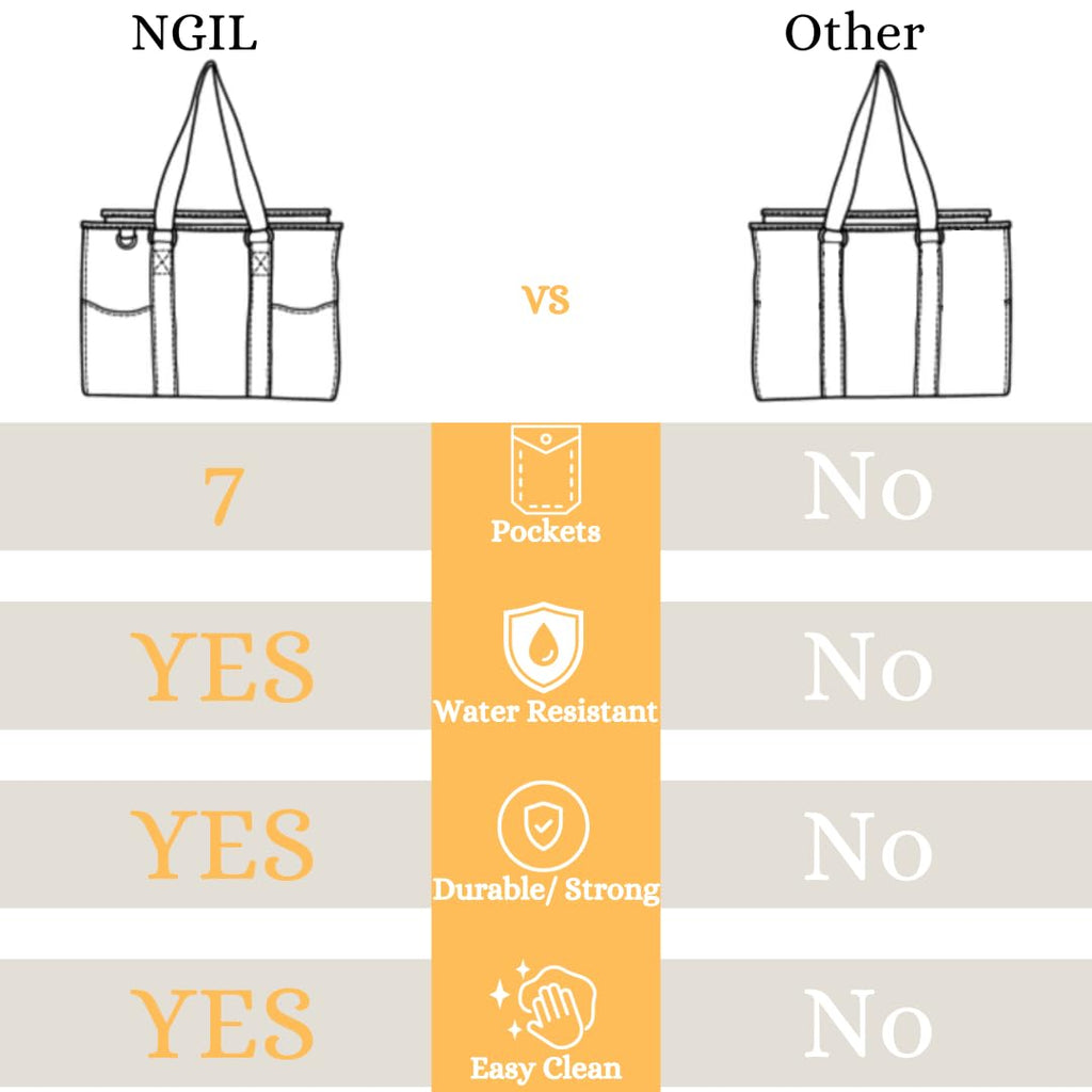 NGIL Utility Water Resistant Tote Bag, Top Zipper Closure, Perfect Gifts for Working Women, Nurses, Gym bag