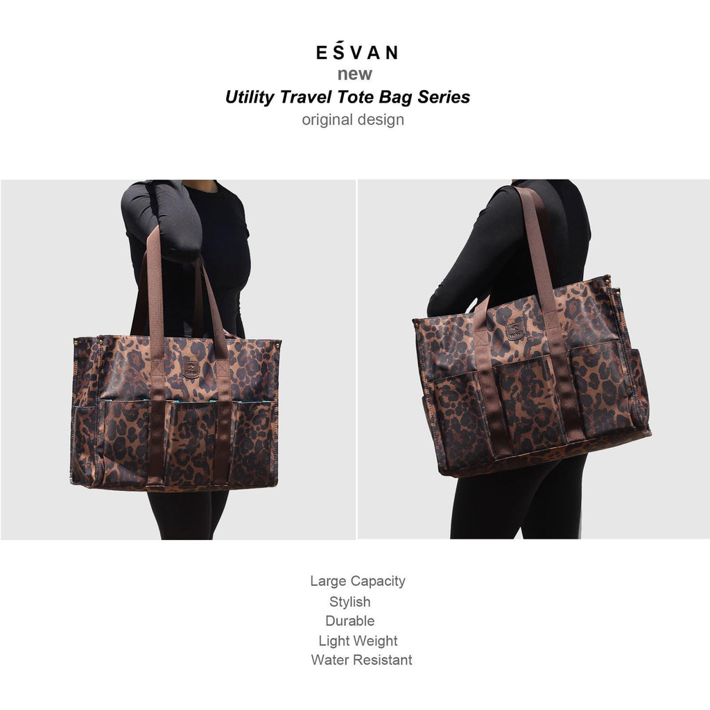 ESVAN Utility Tote Bag with Zip Top Waterproof Teacher Tote Bag for Teacher Work Women Beach