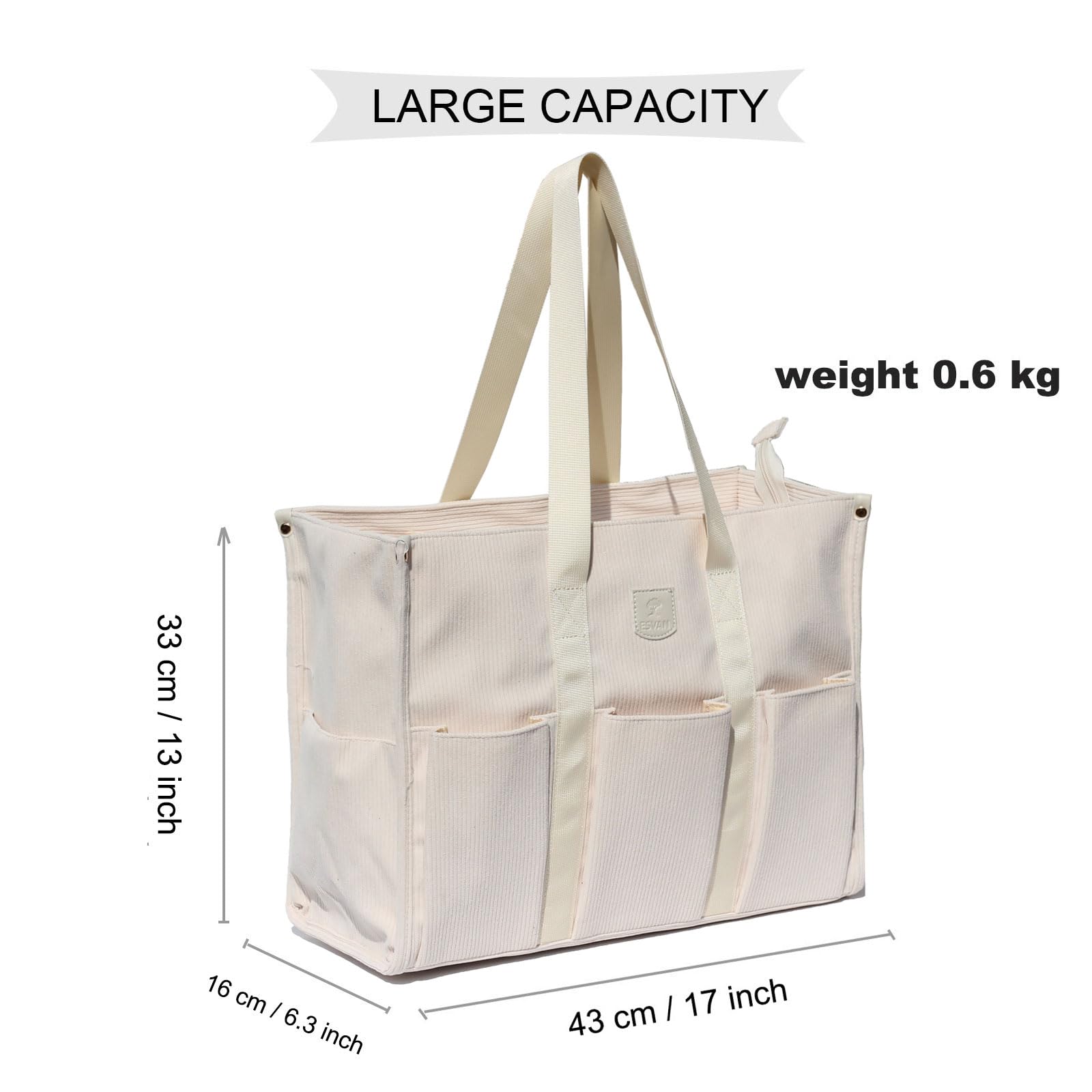 ESVAN Utility Tote Bag with Zip Top Waterproof Teacher Tote Bag for Teacher Work Women Beach