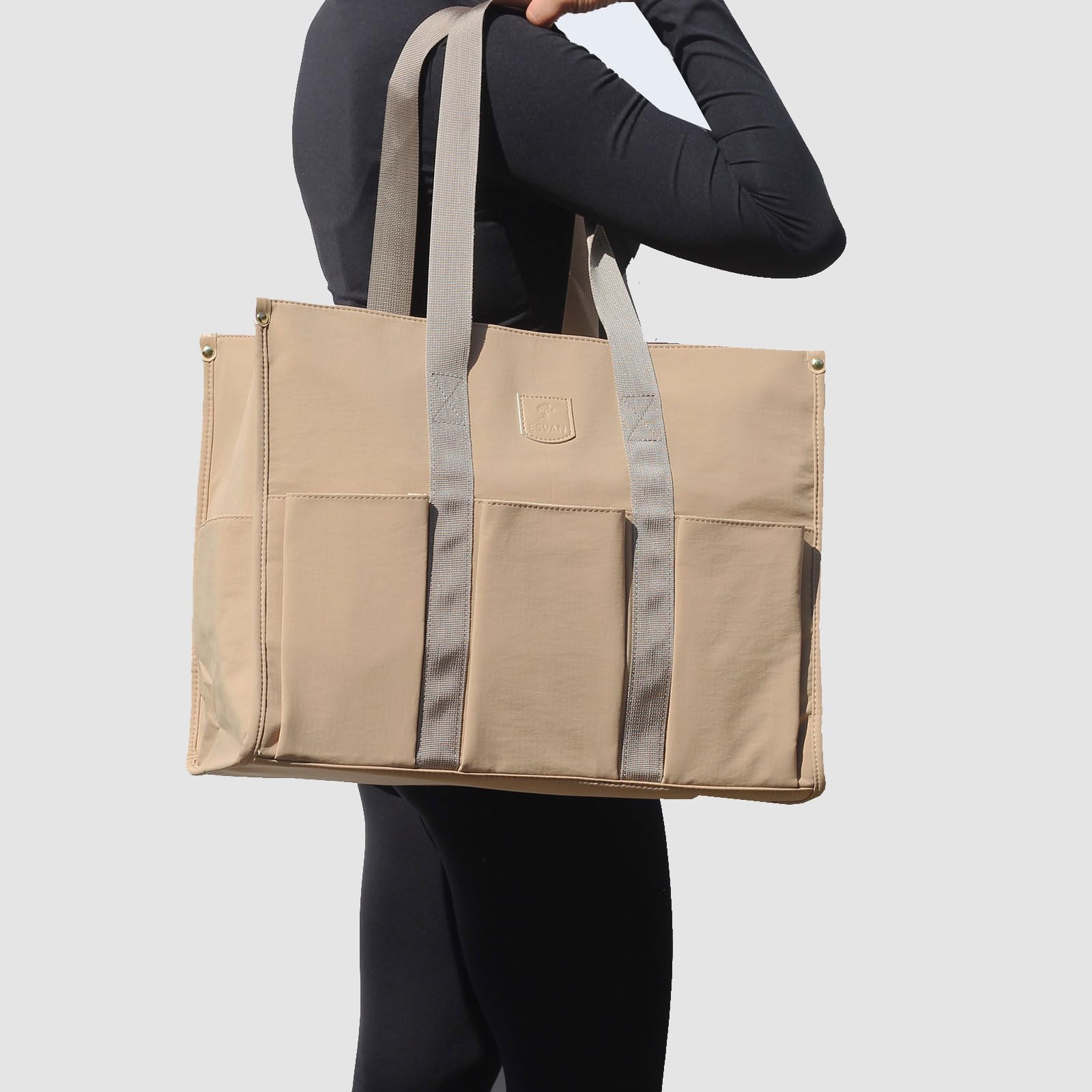 ESVAN Utility Tote Bag with Zip Top Waterproof Teacher Tote Bag for Teacher Work Women Beach