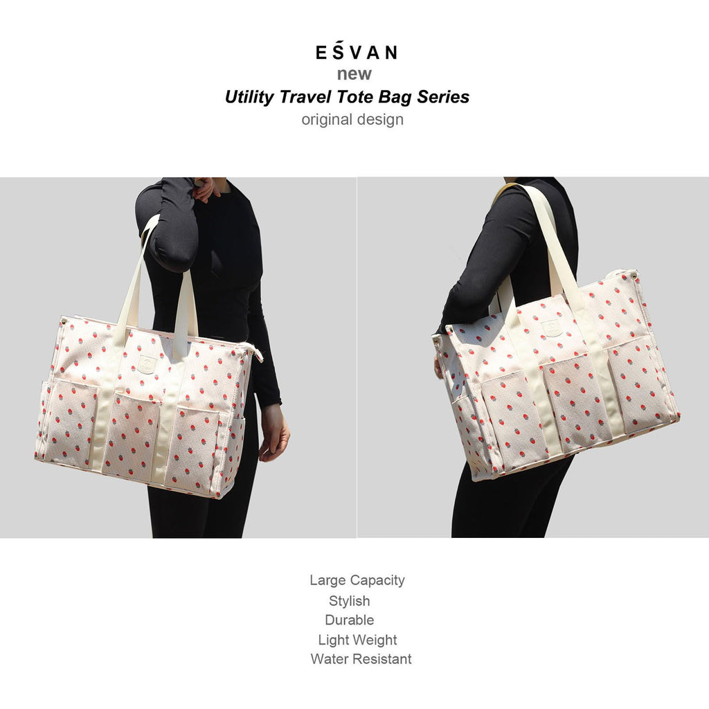 ESVAN Utility Tote Bag with Zip Top Waterproof Teacher Tote Bag for Teacher Work Women Beach