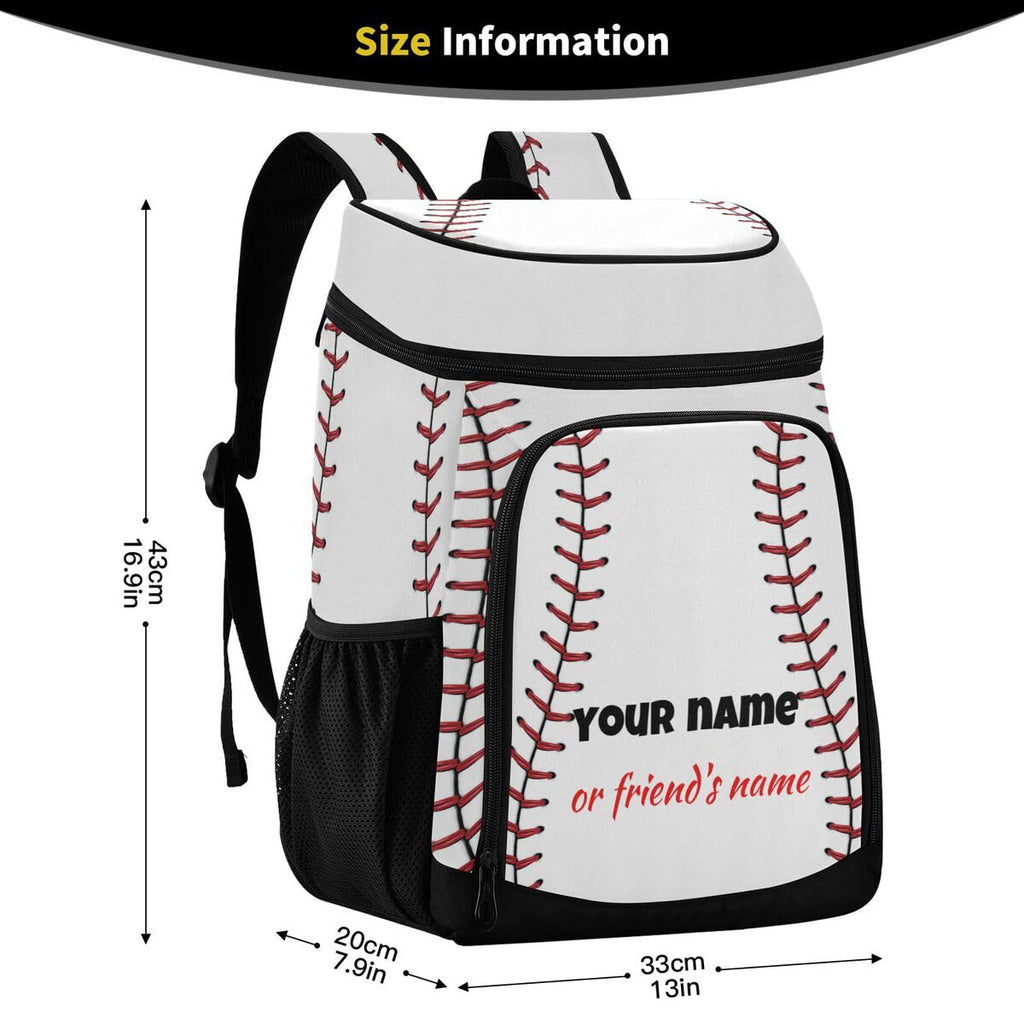 Sport Stripe Baseball Cooler Backpack Leakproof Large Capacity Insulated Backpack Cooler Bag Lunch Bag for Work/Hiking/Camping/Beach/Fishing