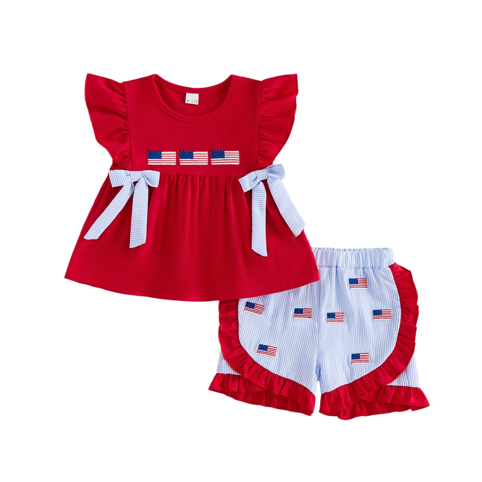 Seyurigaoka Baby Girl Summer Clothes Ruffle Collar Sleeveless Top Striped Shorts Sets Toddler Outfits 3 6 12 18 24 Months