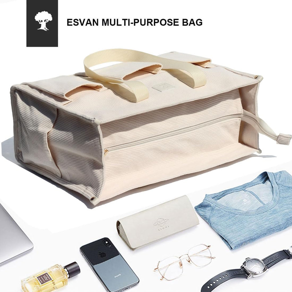 ESVAN Utility Tote Bag with Zip Top Waterproof Teacher Tote Bag for Teacher Work Women Beach