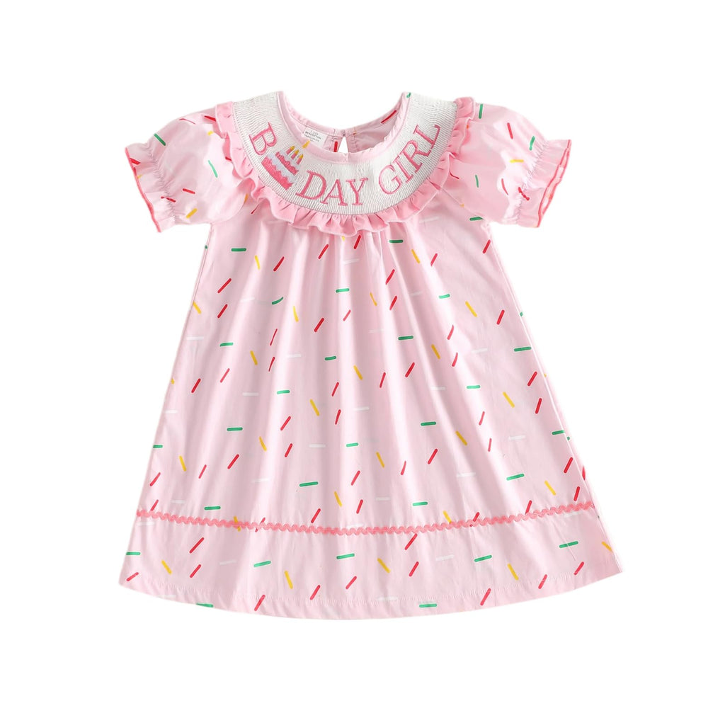 Birthday Girl Outfit Toddler Smocked Birthday Dress B Day Dresses for Girls 2nd 3rd 4yr 5yr Birthday Gift