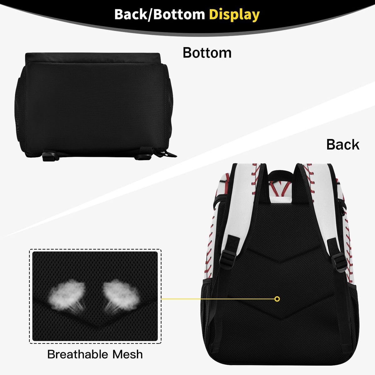 Sport Stripe Baseball Cooler Backpack Leakproof Large Capacity Insulated Backpack Cooler Bag Lunch Bag for Work/Hiking/Camping/Beach/Fishing