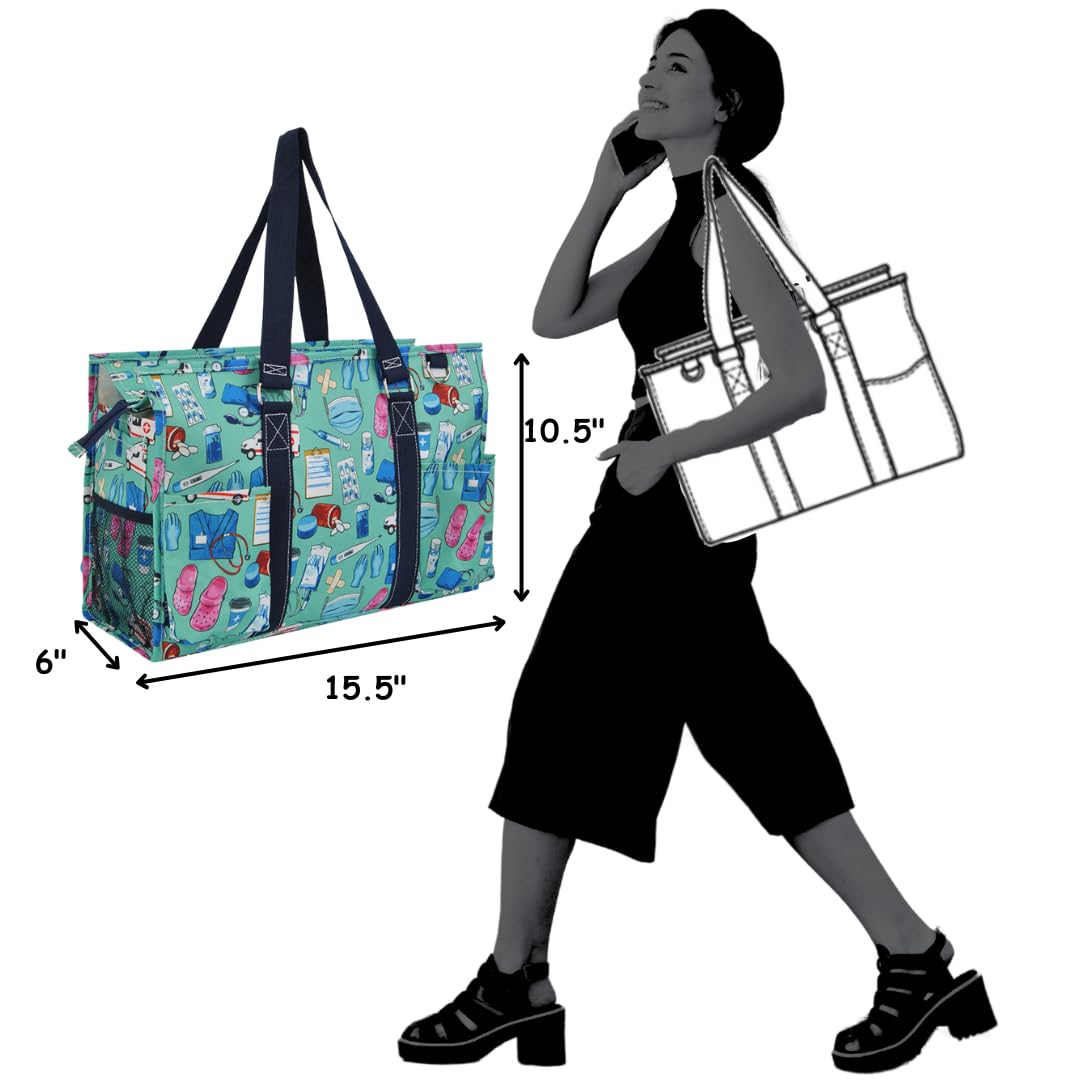 NGIL Utility Water Resistant Tote Bag, Top Zipper Closure, Perfect Gifts for Working Women, Nurses, Gym bag