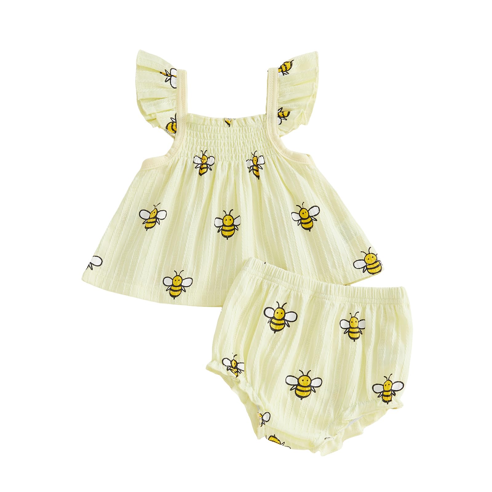 Seyurigaoka Baby Girl Summer Clothes Ruffle Collar Sleeveless Top Striped Shorts Sets Toddler Outfits 3 6 12 18 24 Months