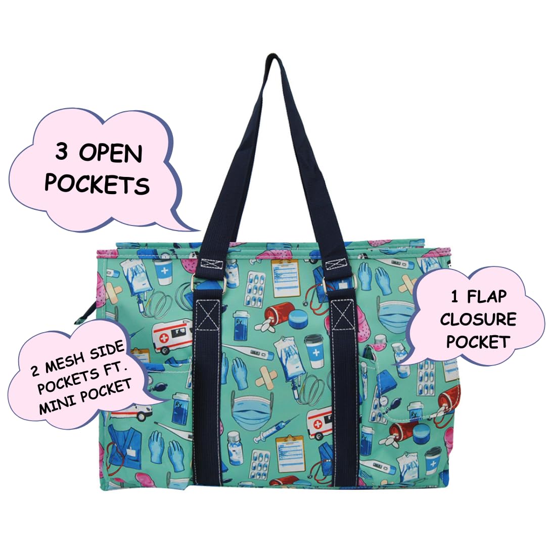 NGIL Utility Water Resistant Tote Bag, Top Zipper Closure, Perfect Gifts for Working Women, Nurses, Gym bag