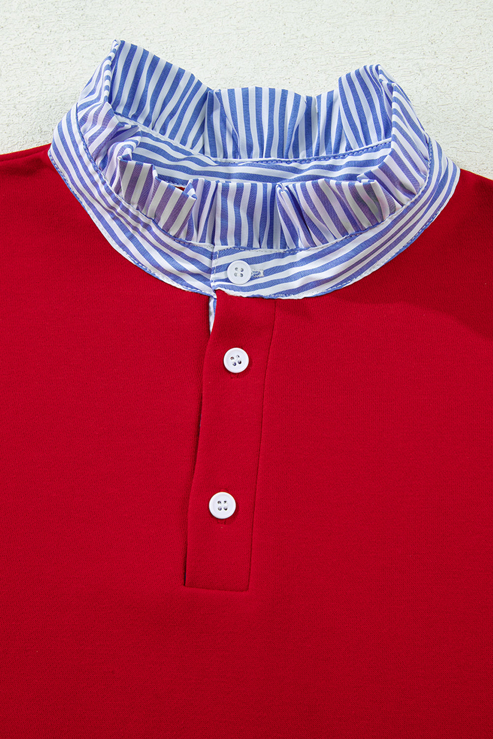 Racing Red Striped Collar Patchwork - Bow Sweatshirt and Shorts Set
