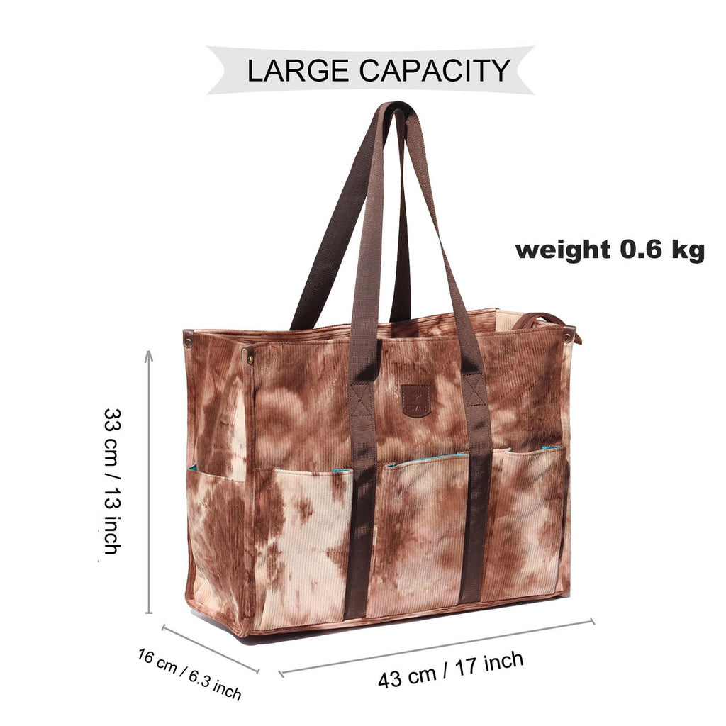 ESVAN Utility Tote Bag with Zip Top Waterproof Teacher Tote Bag for Teacher Work Women Beach