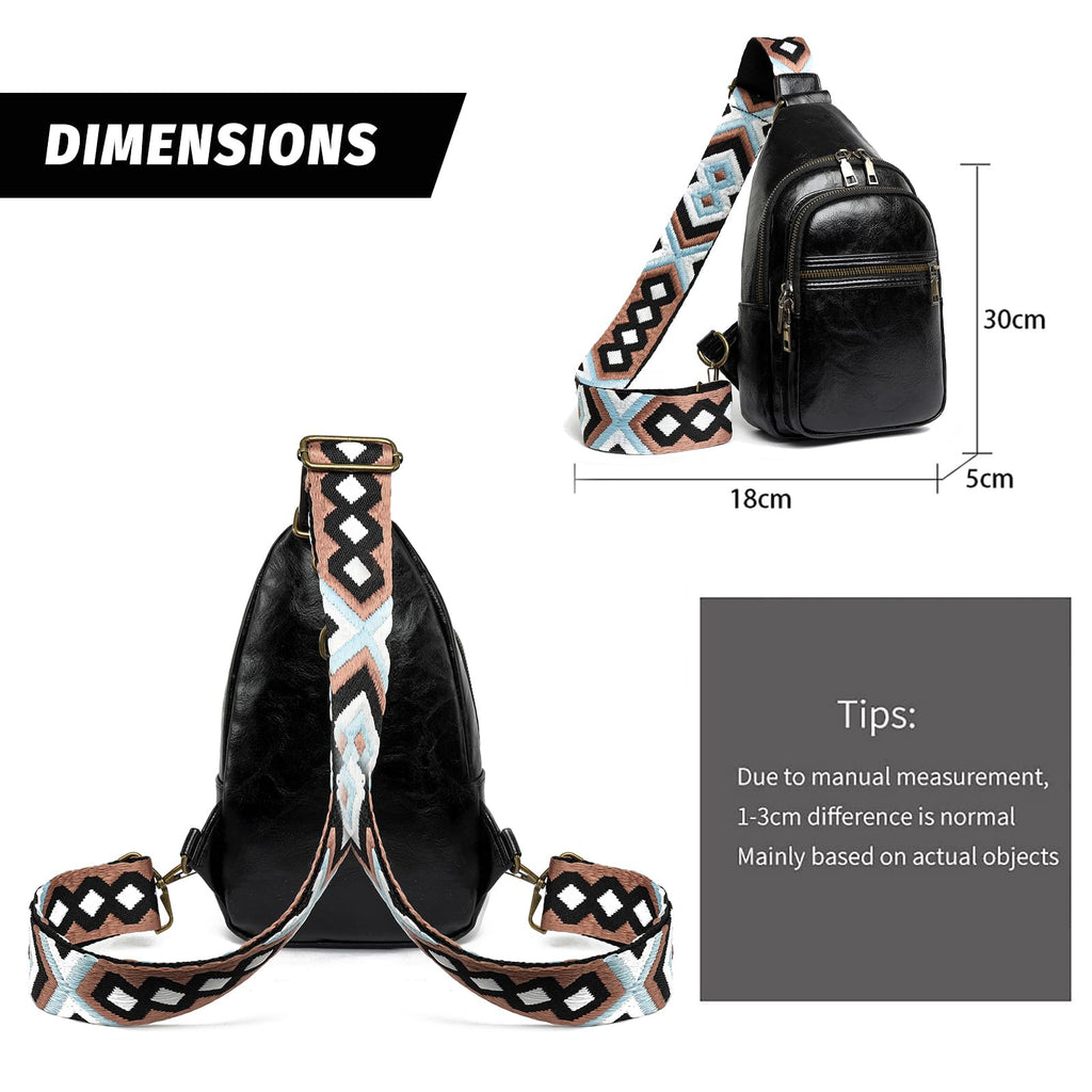 FAYBA Small Sling Bag for Women Crossbody Bag, Baseball Print PU Leather Wide Guitar Strap Chest Sling Backpack Purse