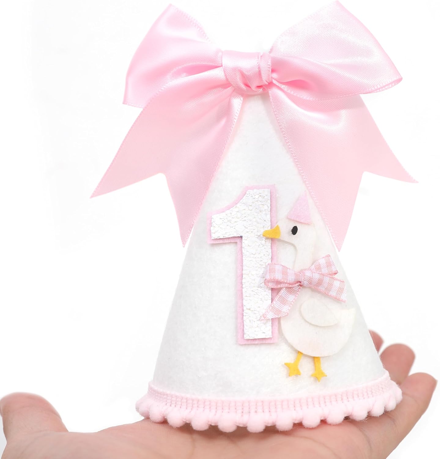 Bow One Silly Goose Birthday Hat - Silly Goose First/1st Birthday Decorations,Girl Bow 1st Hat (pink)